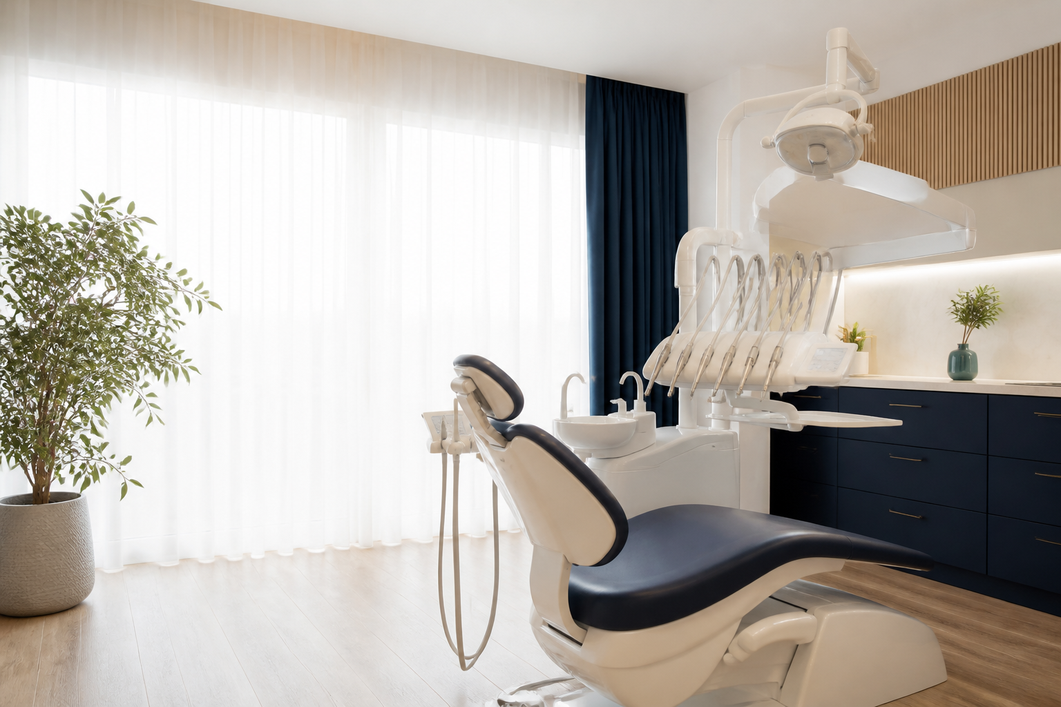 Interior luminos și modern al unei clinici stomatologice demonstrative